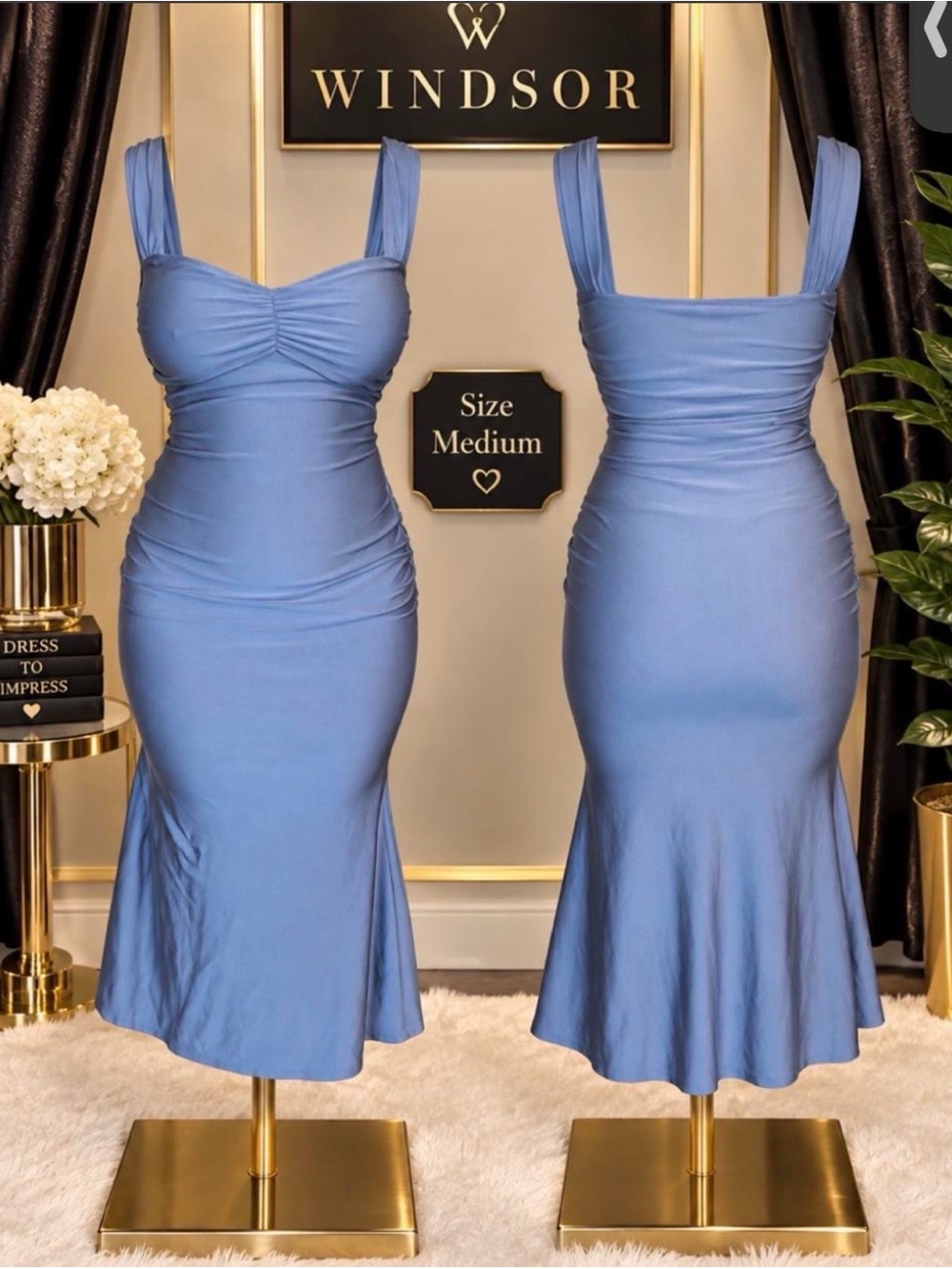 Windsor Periwinkle Ruched Midi Dress